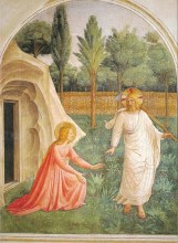 Carte postale avec Marie Madeleine et Jésus ressuscité